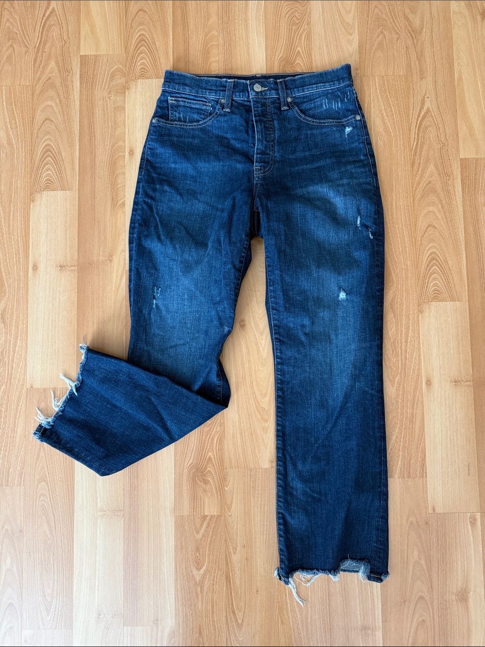 Lucky Brand Dark Indigo Distressed Cropped Jeans